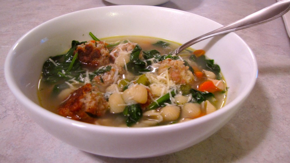 thefinalsoup1 The final product. It all comes together in the last few minutes with the addition of the pasta, fresh dill and parsely. I, of course, also just had to add a sprinkling of cheese just before serving. How bad could that be?